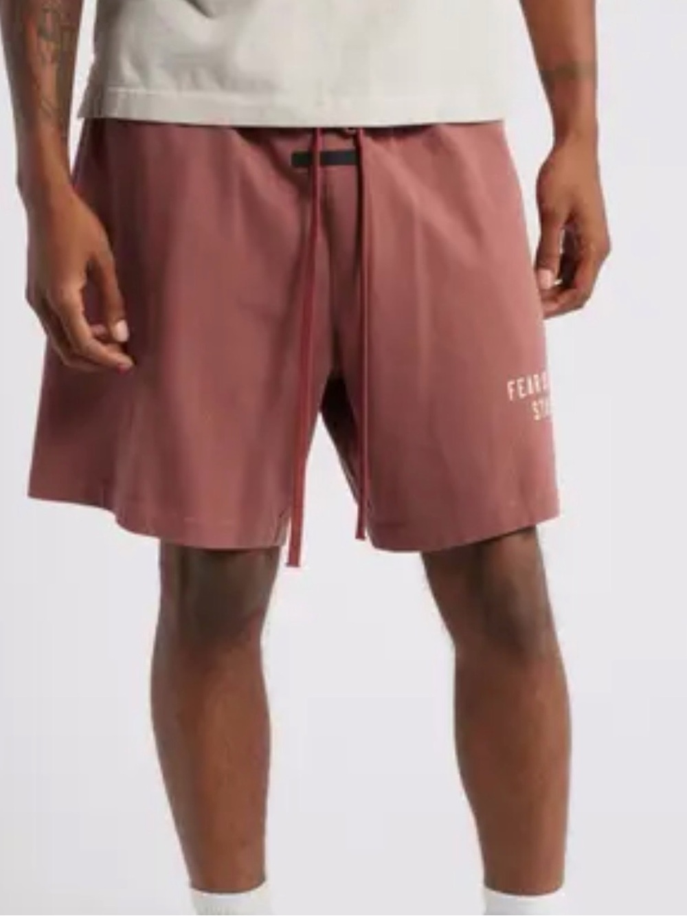 Fear of God ESSENTIALS Heavy Jersey Soccer Short in Crimson Size L